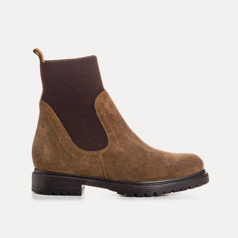 Boots Chelsea en cuir velours avec élastiques