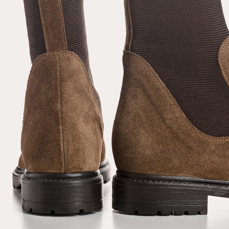 Boots Chelsea en cuir velours avec élastiques