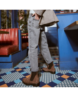 Boots Chelsea en cuir velours avec élastiques