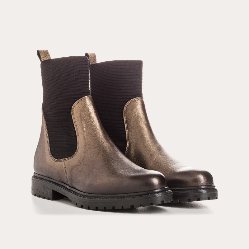 Boots Chelsea metallic leather with elastic