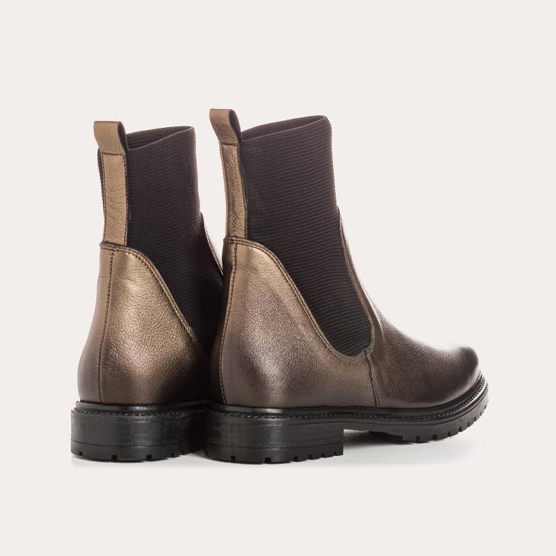 Boots Chelsea metallic leather with elastic