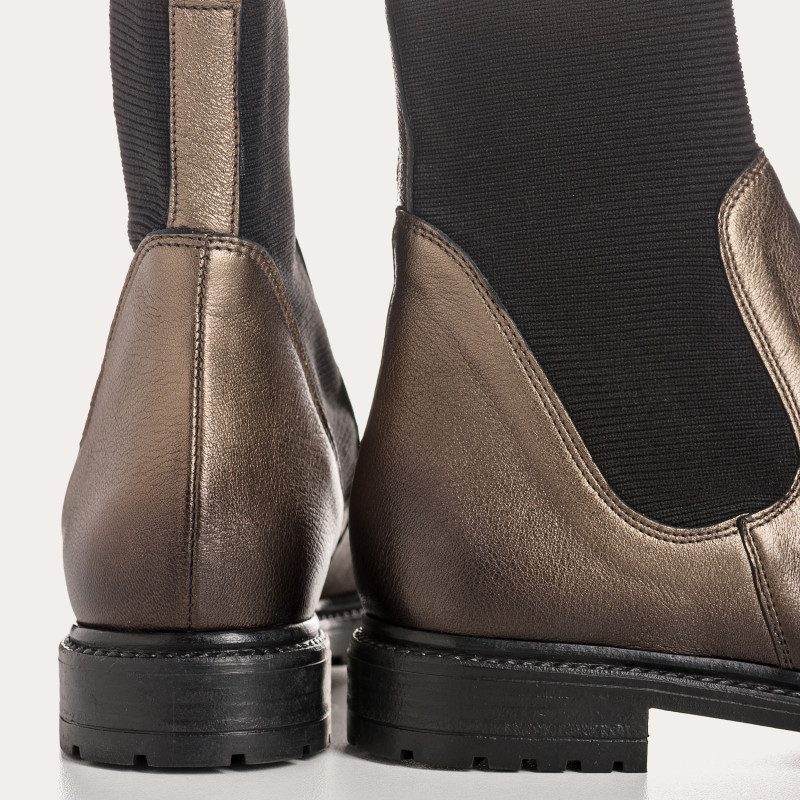 Boots Chelsea en cuir métallisé avec élastiques