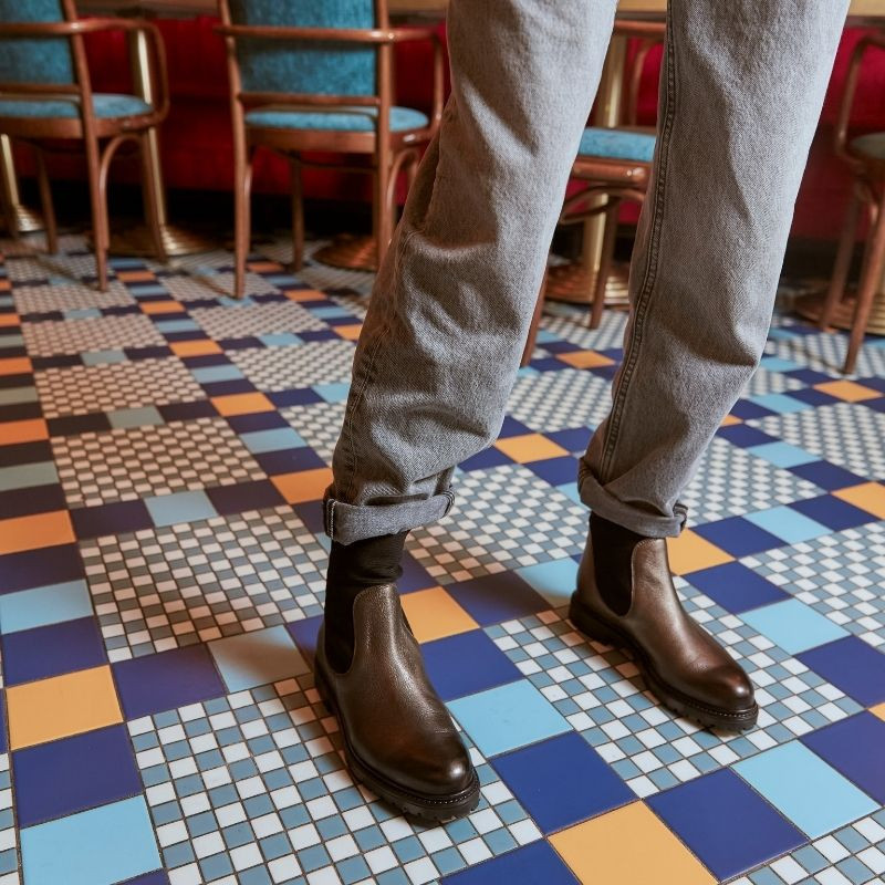 Boots Chelsea en cuir métallisé avec élastiques