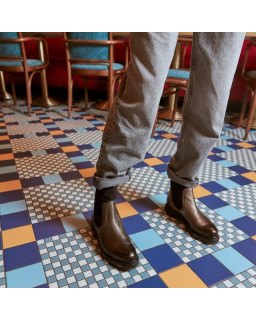 Boots Chelsea en cuir métallisé avec élastiques