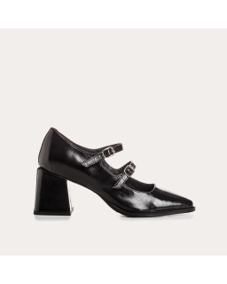 Babies with metallic leather heels with silver or golden buckle