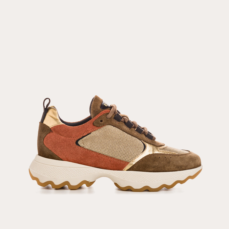 Sneakers platform for women with laces of velvet leather