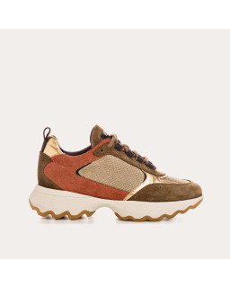 Sneakers platform for women with laces of velvet leather