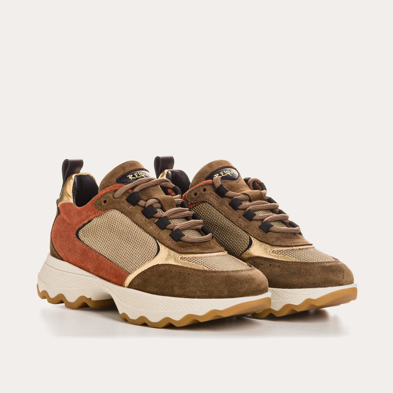 Baskets plateforme pour femme à lacets en cuir velours