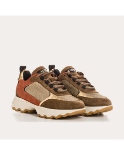 Sneakers platform for women with laces of velvet leather