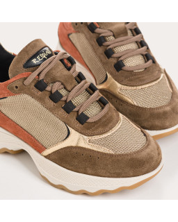 Sneakers platform for women with laces of velvet leather