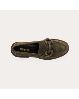 Chunky leather moccasins velvet with golden curls