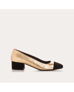 Ballerinas with two-tone metallic leather