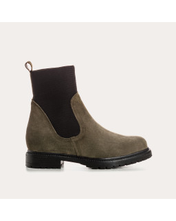 Boots Chelsea en cuir velours avec élastiques