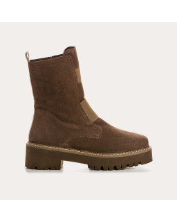 Boots Chelsea flat velvet leather with elastic