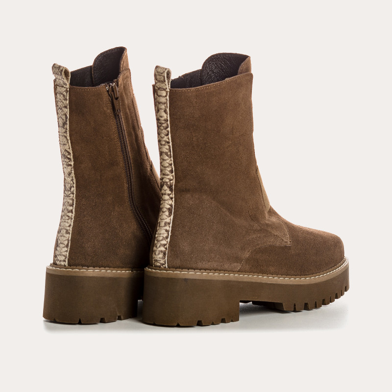 Boots Chelsea flat velvet leather with elastic