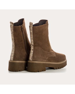 Boots Chelsea flat velvet leather with elastic