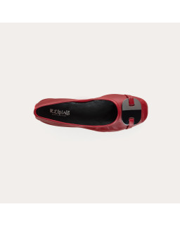 Ballerines en cuir avec plaque bijou en métal argenté