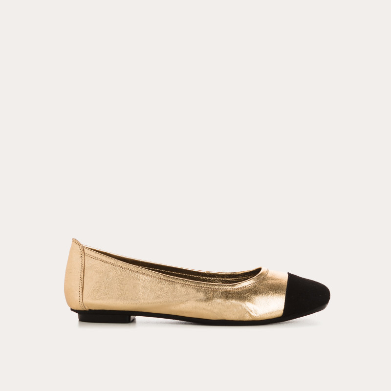 Flat ballerinas two-tone metallic leather