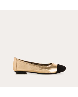 Flat ballerinas two-tone metallic leather