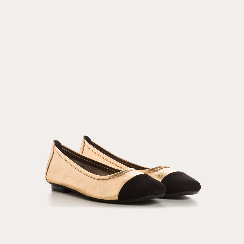Flat ballerinas two-tone metallic leather