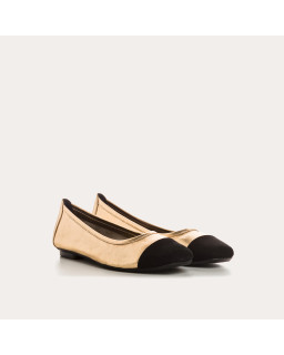 Flat ballerinas two-tone metallic leather