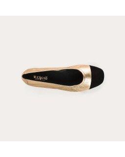 Flat ballerinas two-tone metallic leather