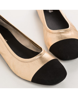 Flat ballerinas two-tone metallic leather