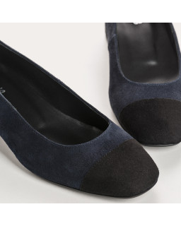 Ballerinas with two-color heels velvet leather