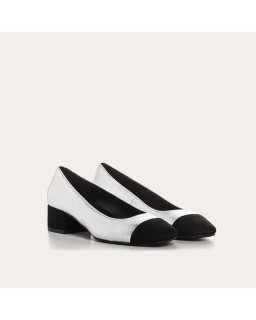 Ballerinas with two-tone metallic leather