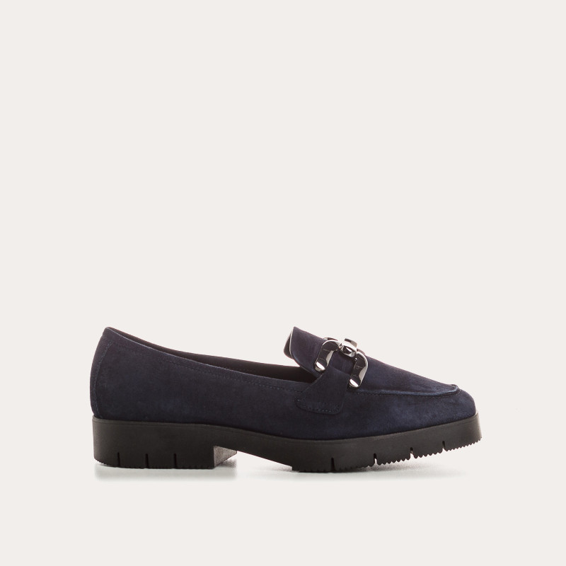 Mocassins à mors en cuir velours avec bijoux dorés ou argentés