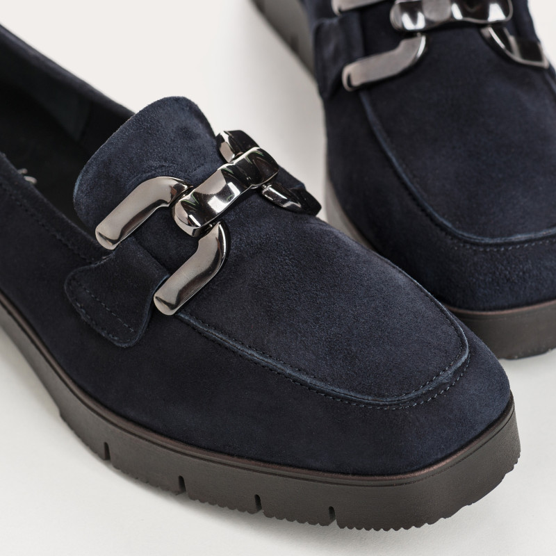 Mocassins à mors en cuir velours avec bijoux dorés ou argentés