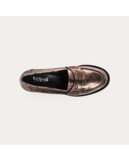 Moccasins College Leather Metallic Steel