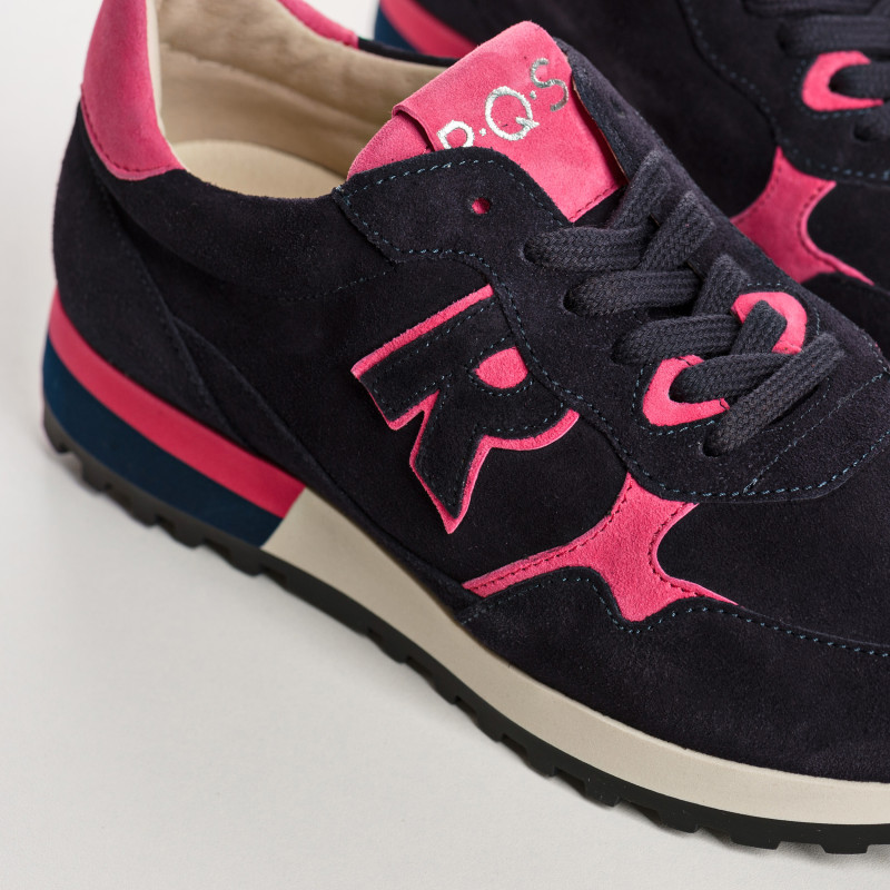 Women's velvet leather lace top sneakers