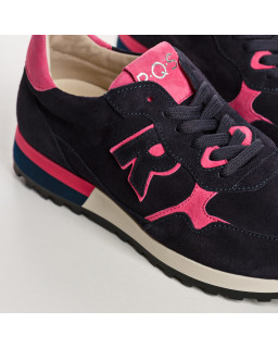 Women's velvet leather lace top sneakers