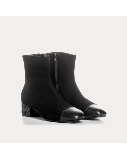 Velvet leather and glitter leather boots