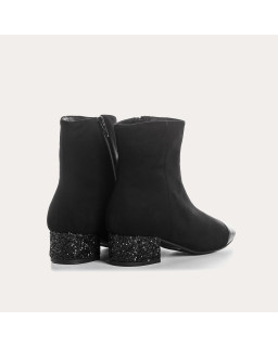 Velvet leather and glitter leather boots