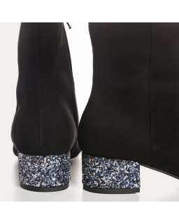 Velvet leather and glitter leather boots