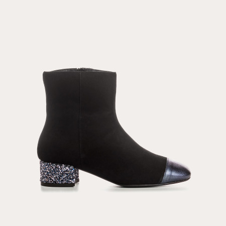 Velvet leather and glitter leather boots