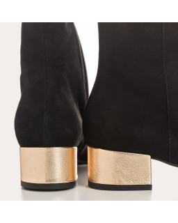 Two-tone boots with velvet leather and black metal / gold