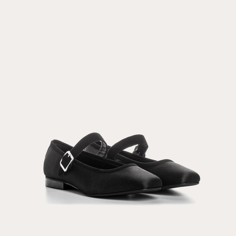 Babies en soie avec brides et boucles argentées