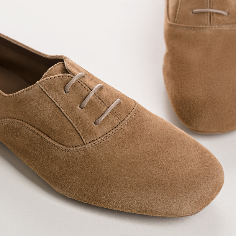 Derbies plates en cuir velours