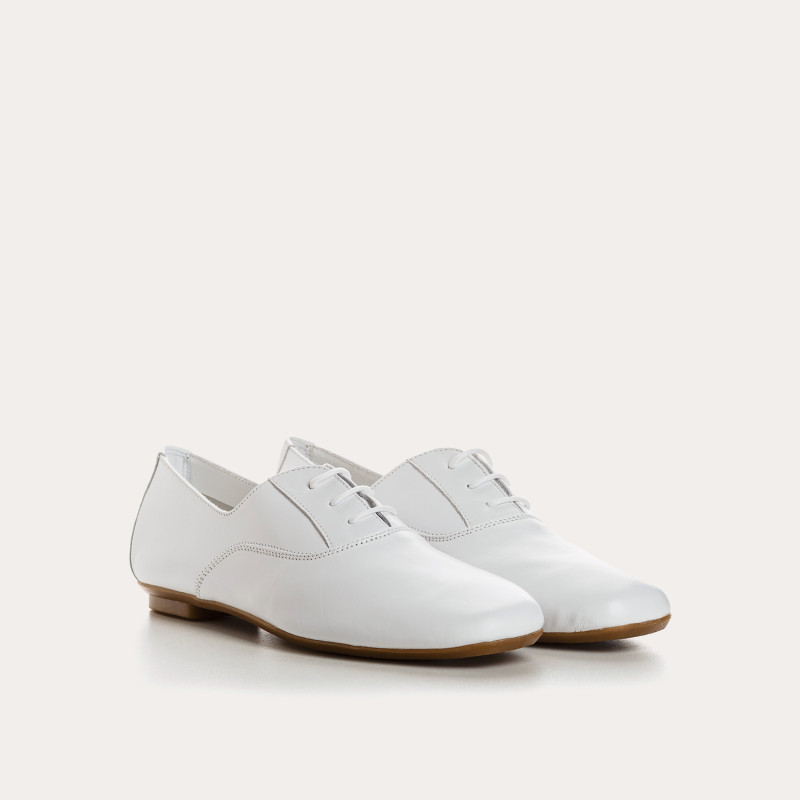 Derbies cuir femme plates avec lacets ton sur ton