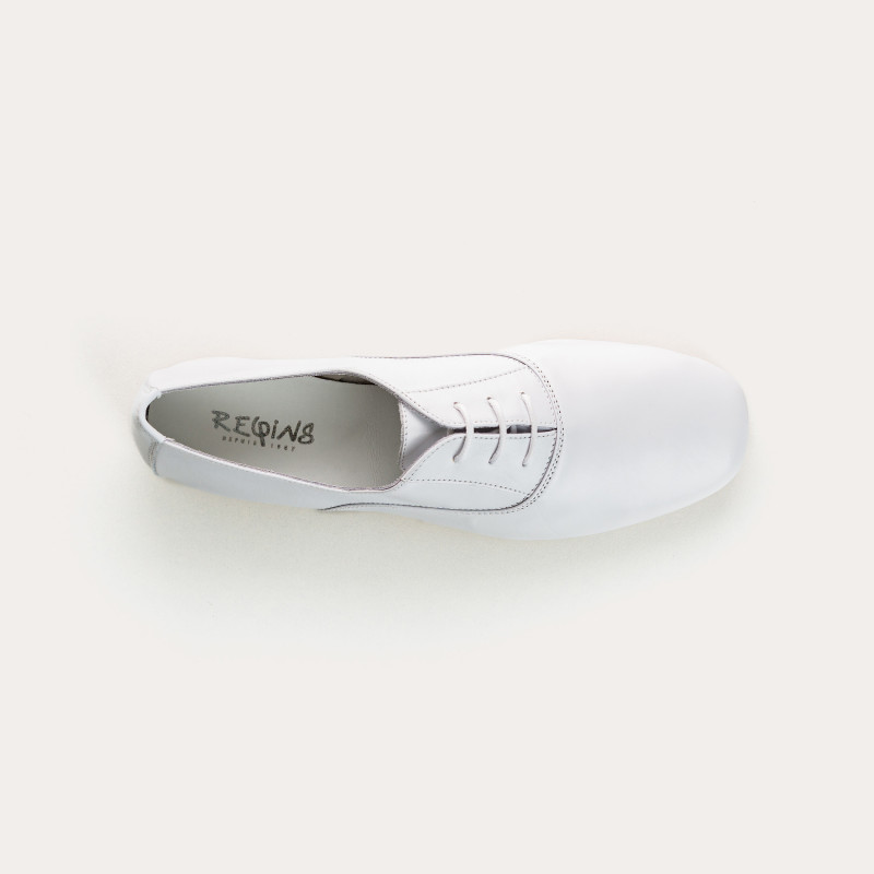 Derbies cuir femme plates avec lacets ton sur ton