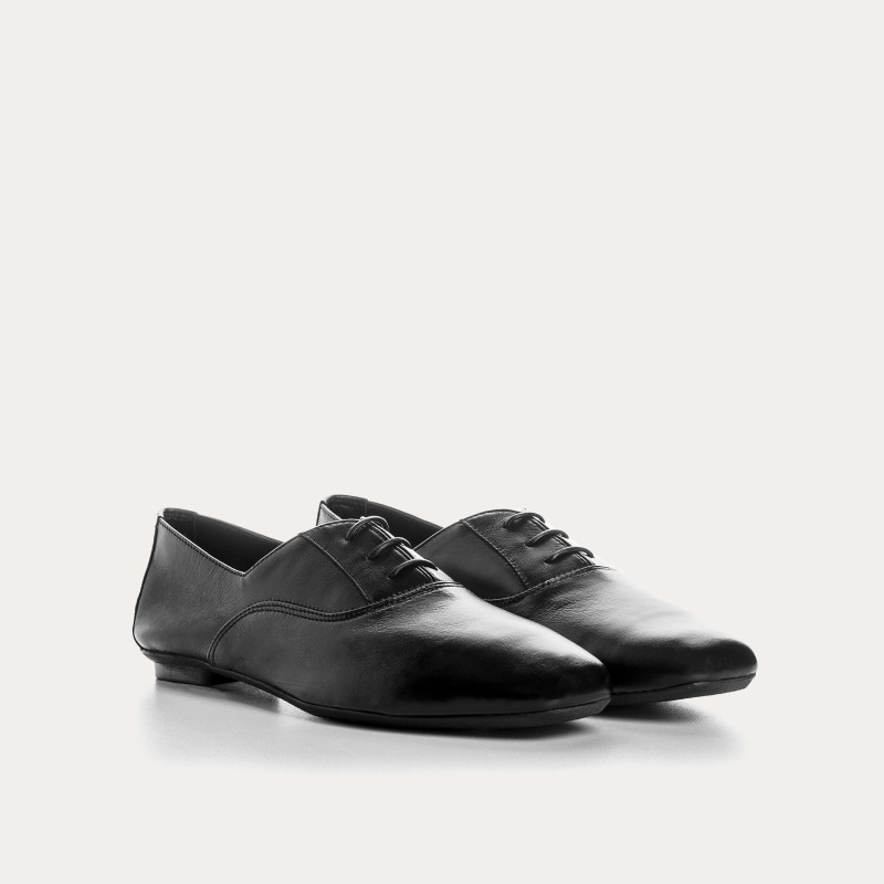 Derbies cuir femme plates avec lacets ton sur ton