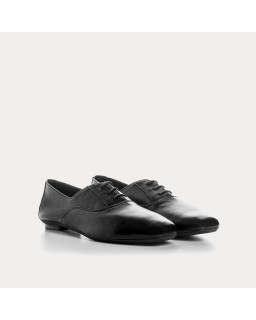 Derbies cuir femme plates avec lacets ton sur ton