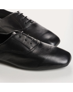 Derbies cuir femme plates avec lacets ton sur ton