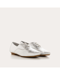 Derbies plates en cuir métallisé avec lacets ton sur ton