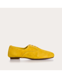 Derbies plates en cuir velours