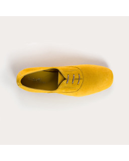 Velvet leather flat derbies