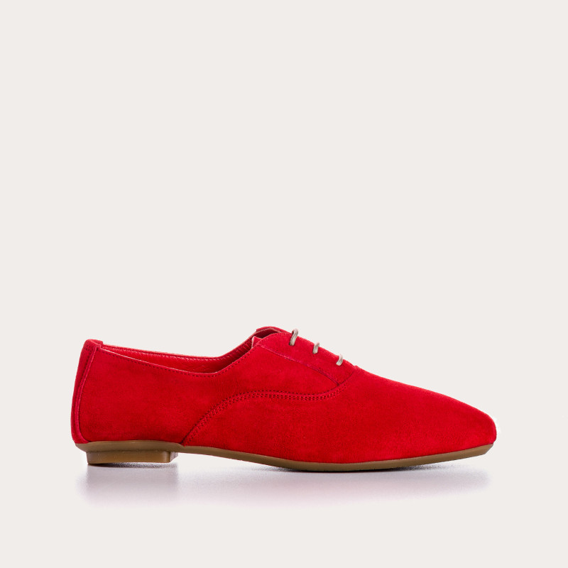 Derbies plates en cuir velours